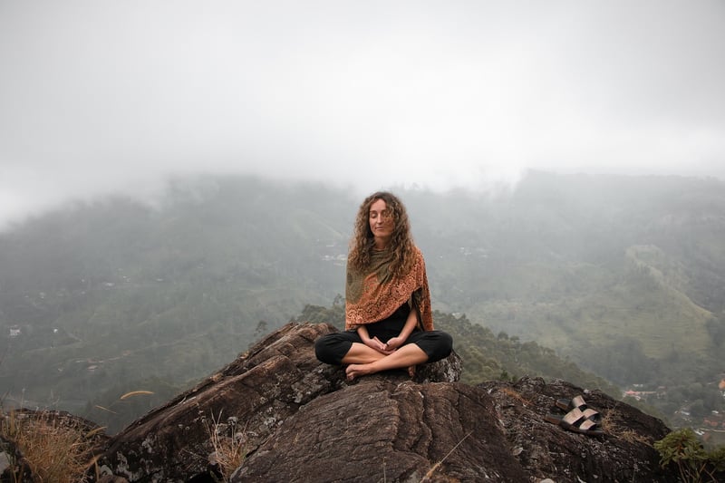 Woman practicing breathing awareness